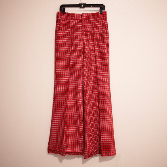 Alice + Olivia Dylan High Waist Wide Leg Pant Heart Flower Cherry SZ 8 - Picture 3 of 8